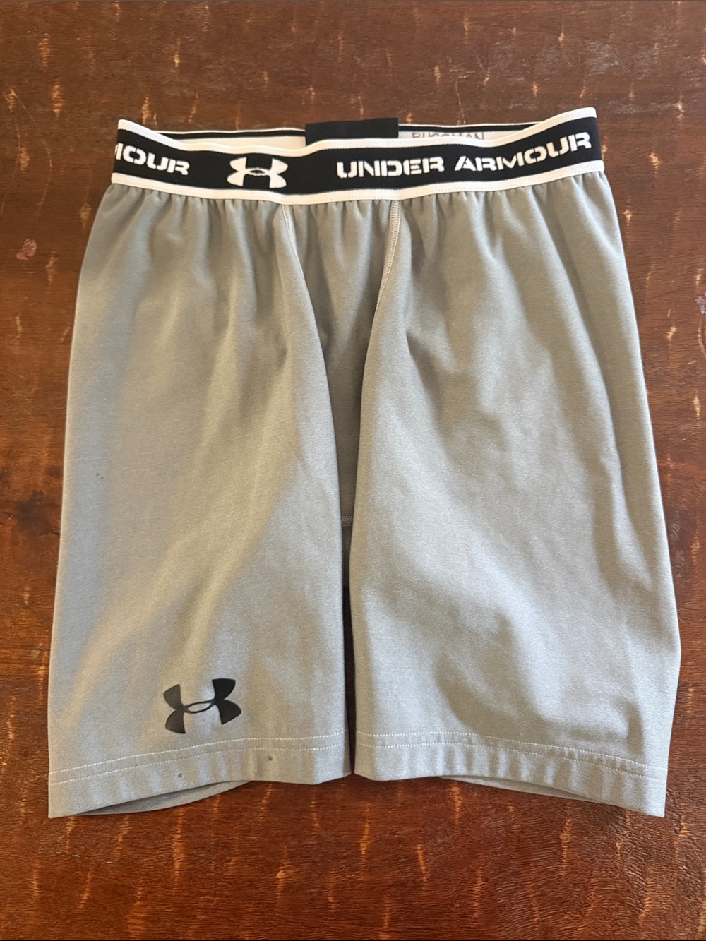 Under Armour Light Gray Performance Shorts with Branded Black Waistband
